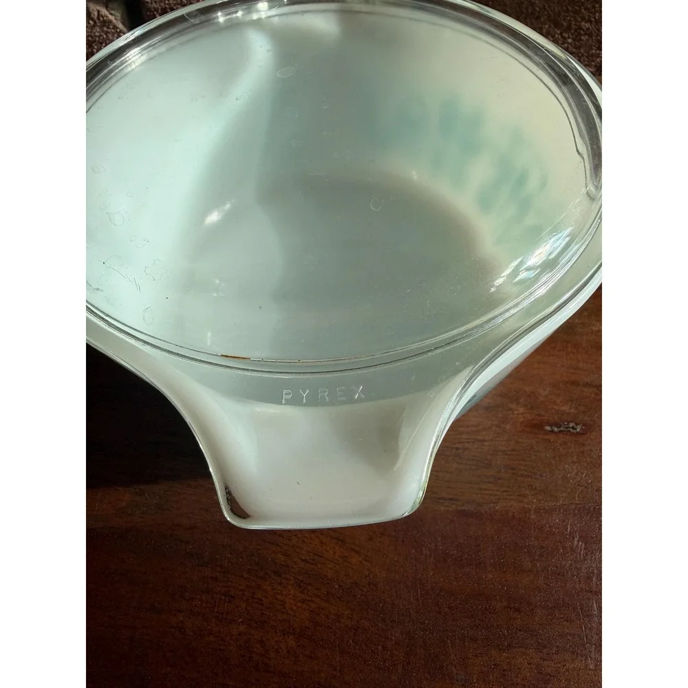 Vintage Pyrex Amish Butterprint Casserole Dishes Set, Turquoise Milk Glass